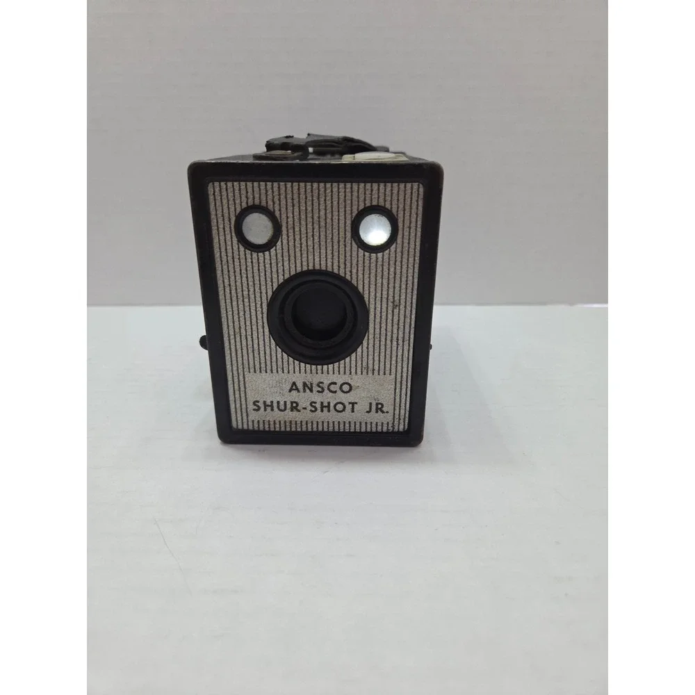 Vintage Ansco Shur-Shot Jr Box Camera Black Art Deco 120 Mid-Century UNTESTED